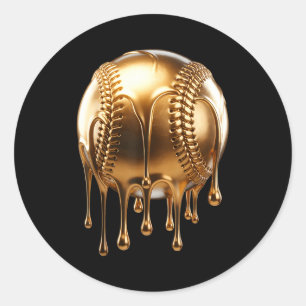 Dripng Gold Drip Baseball Game Day Player Coach Ba Classic Round Sticker