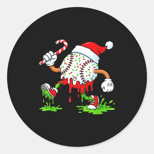 Dripng Ice Cream Baseball Santa Hat, Xmas Pajama K Classic Round Sticker (Front)