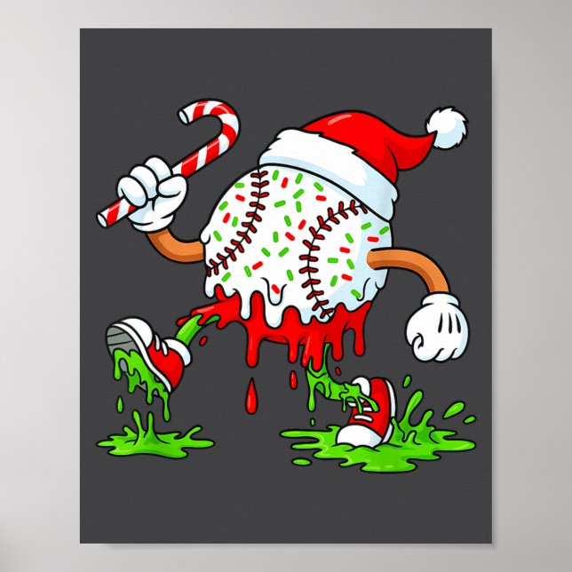 Dripng Ice Cream Baseball Santa Hat, Xmas Pajama K Poster (Front)