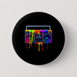 Dripng Paint Boombox Funny Old School 80s Music Hi 6 Cm Round Badge