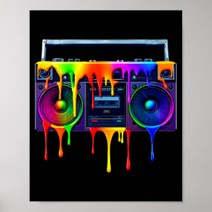 Dripng Paint Boombox Funny Old School 80s Music Hi Poster
