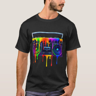 Dripng Paint Boombox Funny Old School 80s Music Hi T-Shirt