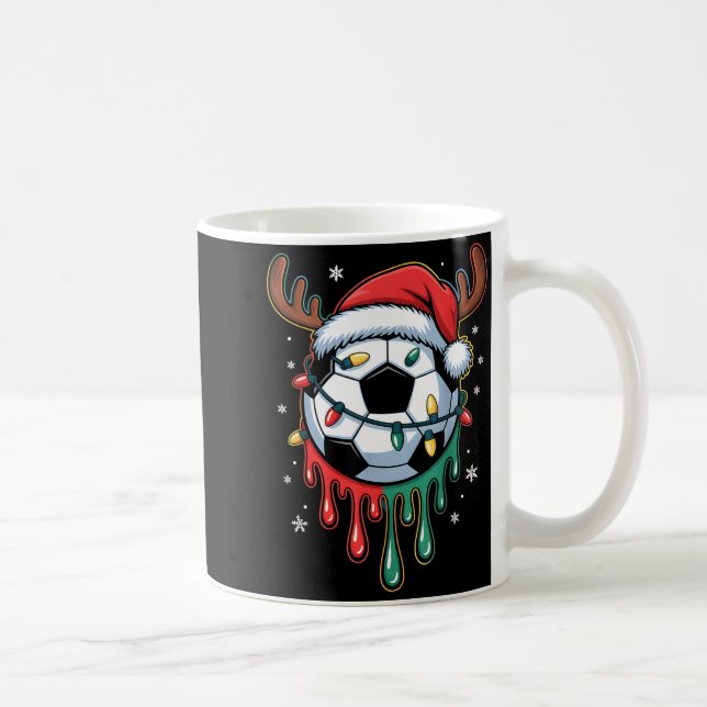 Dripng Soccer Ball Christmas Santa Hat Holiday  Coffee Mug (Right)
