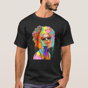 Dripping Afro Inspired Dripping Paint Girl Related T-Shirt