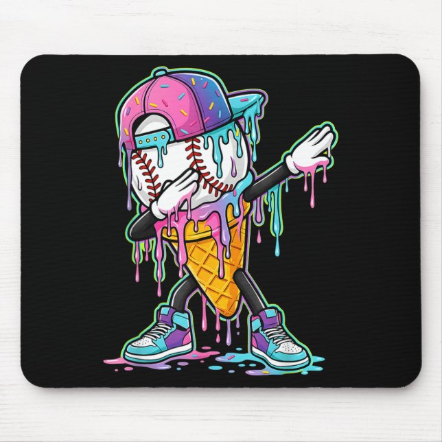 Dripping baseball drip boys ice cream drip basebal mouse mat (Front)