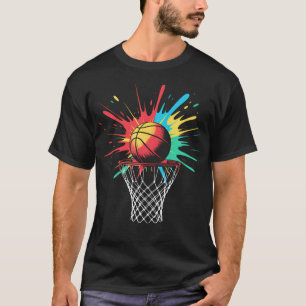 Dripping Basketball Tie Dye Graphic Vibrant Paint T-Shirt
