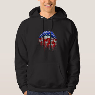 Dripping Biting Lip Butterfly American Flag 4th Of Hoodie