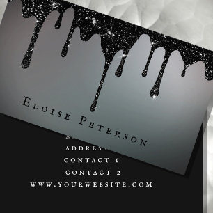 dripping black glitter business card