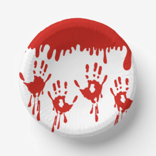 Dripping Blood and Handprints Halloween Paper Plate