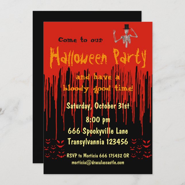 Dripping Blood Halloween Invitation (Front/Back)
