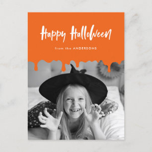 Dripping Blood Orange Halloween Photo Holiday Postcard