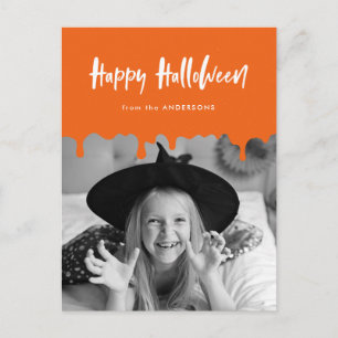 Dripping Blood Orange Halloween Photo Holiday Postcard