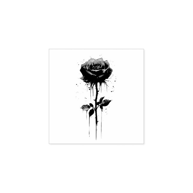 Dripping Blood Rose: Gothic Floral Art Rubber Stamp (Imprint)