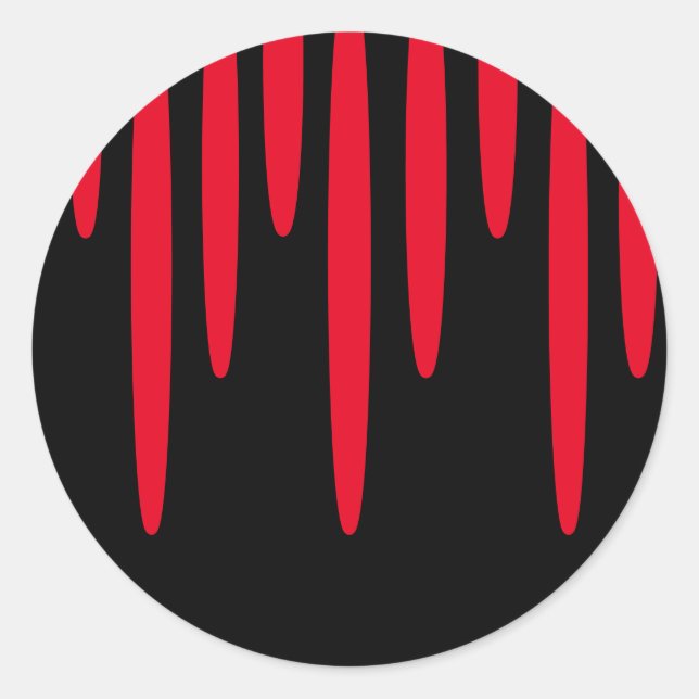 Dripping Blood Round Stickers (Black & Red) (Front)