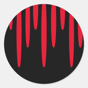Dripping Blood Round Stickers (Black & Red)