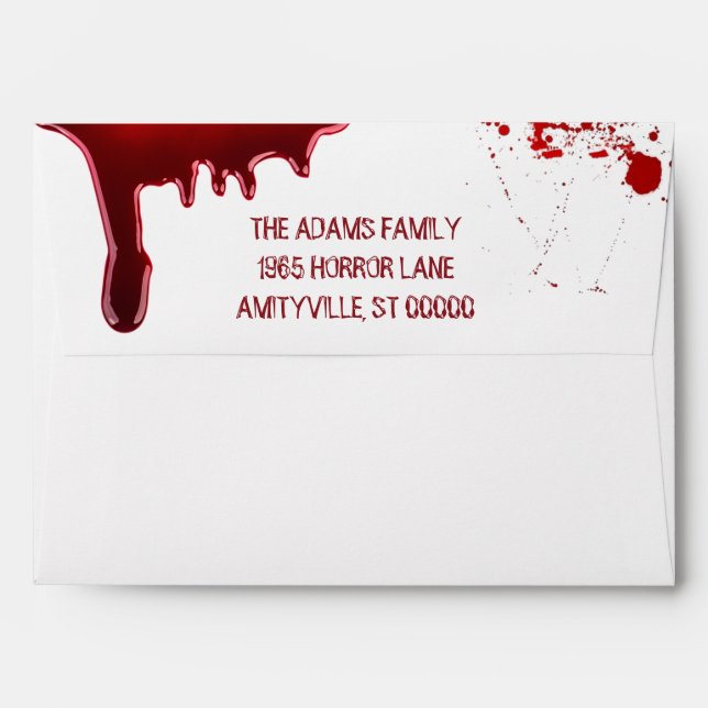 Dripping Blood Splatters Scary Halloween Party Envelopes (Back (Top Flap))