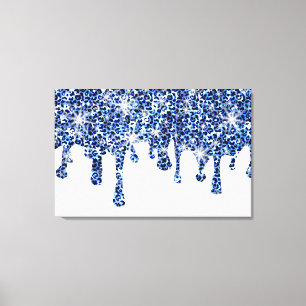 Dripping Blue Cheetah Sparkles Canvas Print