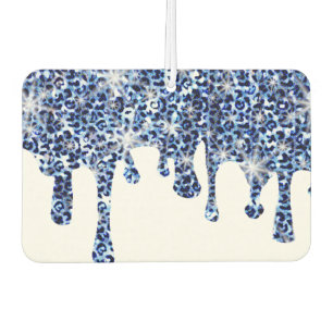 Dripping Blue Cheetah Sparkles Car Air Freshener