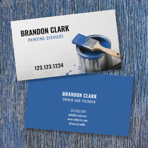 Dripping Blue Paint Can Classic Painting Services Business Card
