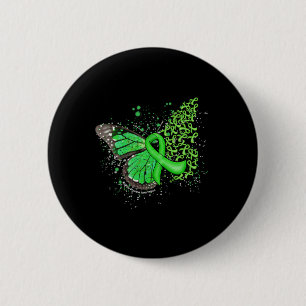 Dripping Butterfly Green Ribbon Kidney Disease Awa 6 Cm Round Badge