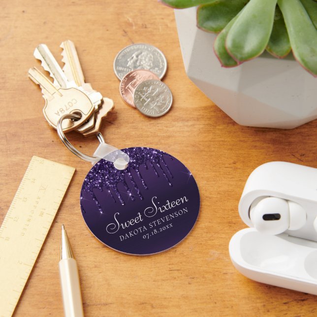 Dripping Chic Glitter | Lavender Purple Shower Key Ring (Desk)