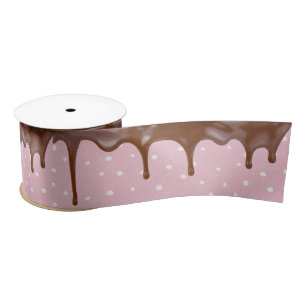 Dripping Chocolate Icing on Polka Dots Satin Ribbon