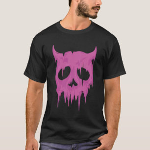 Dripping Demon Skull in Neon Pink T-Shirt