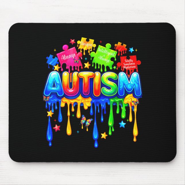 Dripping drip puzzle autistic autism awareness men mouse mat (Front)