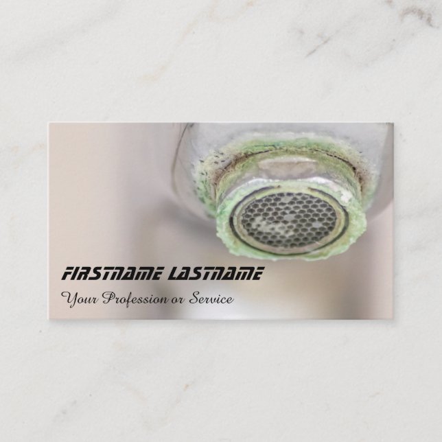 Dripping faucet plumber, tinsmith and metal roofer business card (Front)