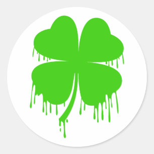 Dripping Four Leaf Clover Classic Round Sticker