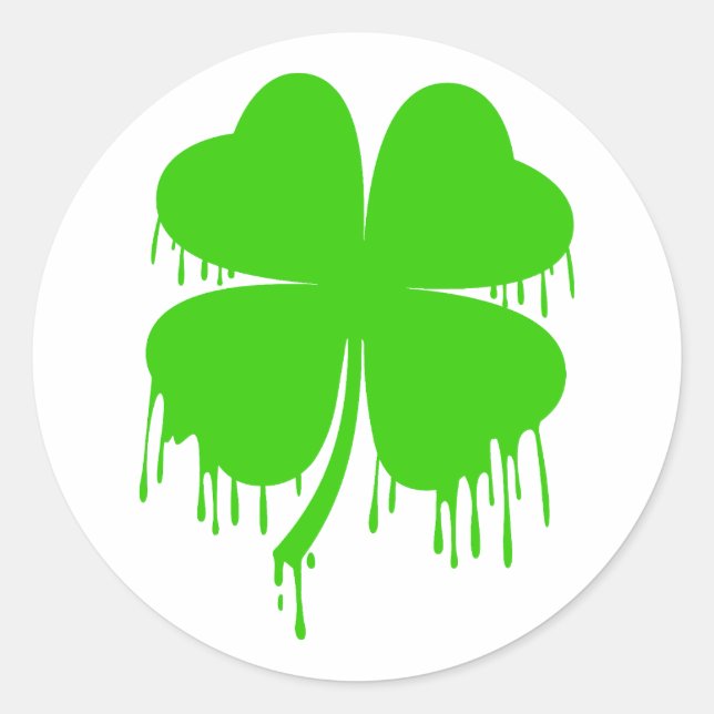 Dripping Four Leaf Clover  Classic Round Sticker (Front)