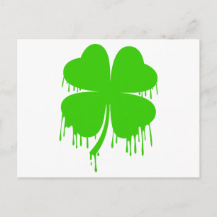 Dripping Four Leaf Clover Postcard