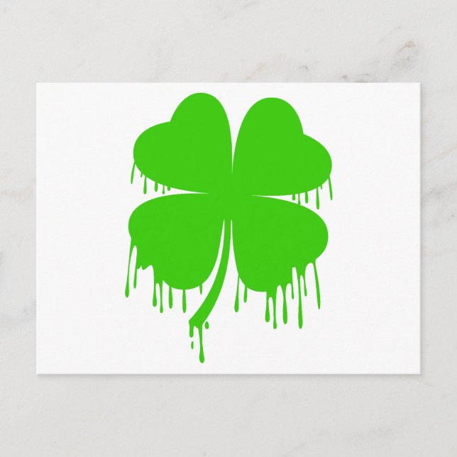 Dripping Four Leaf Clover  Postcard (Front)
