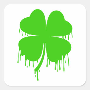 Dripping Four Leaf Clover Square Sticker