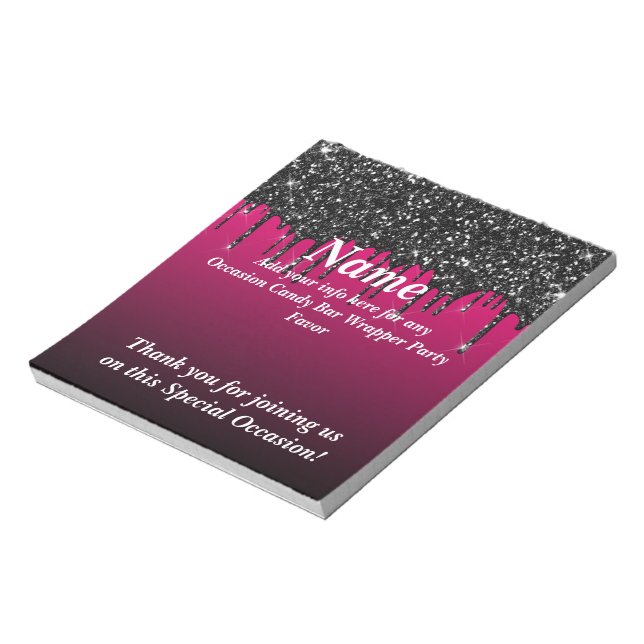 Dripping Glitter Candy Bar Wrapper Party Favours Notepad (Rotated)