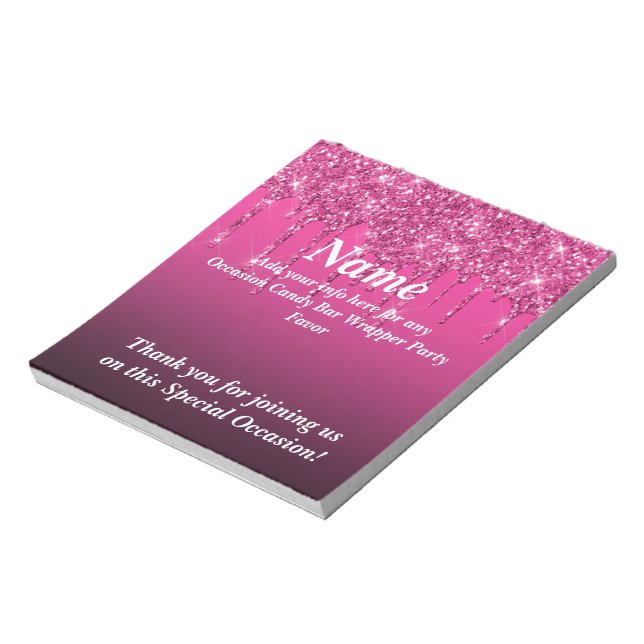 Dripping Glitter Candy Bar Wrapper Party Favours Notepad (Rotated)