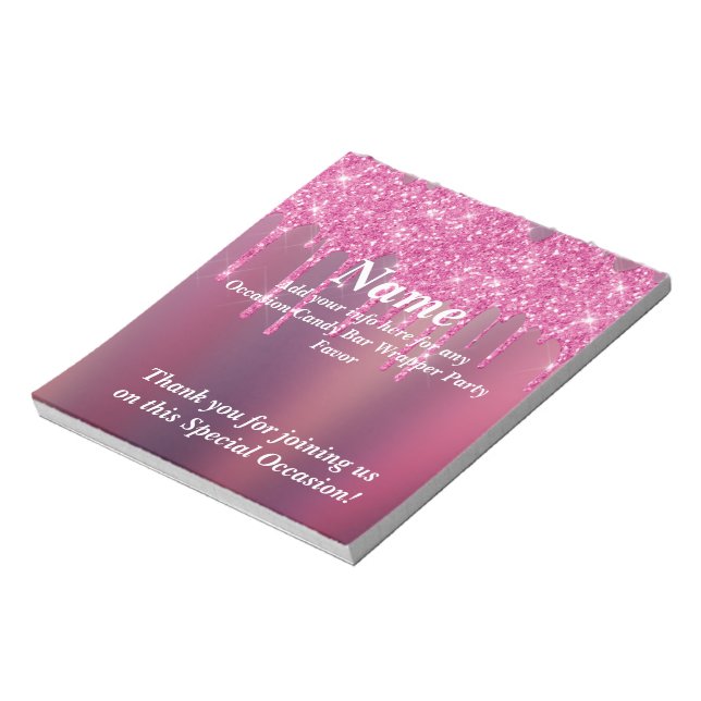 Dripping Glitter Candy Bar Wrapper Party Favours Notepad (Rotated)