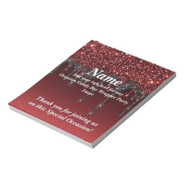 Dripping Glitter Candy Bar Wrapper Party Favours Notepad (Rotated)