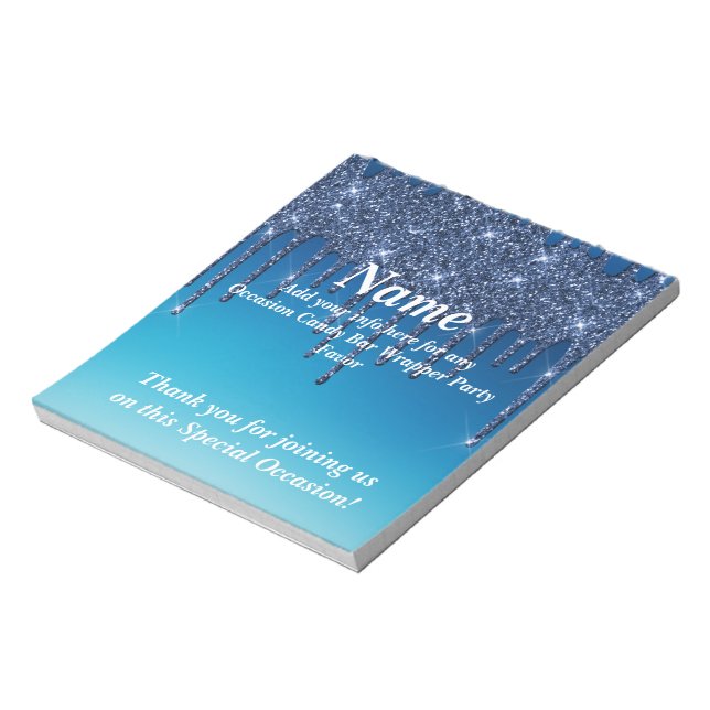 Dripping Glitter Candy Bar Wrapper Party Favours Notepad (Rotated)