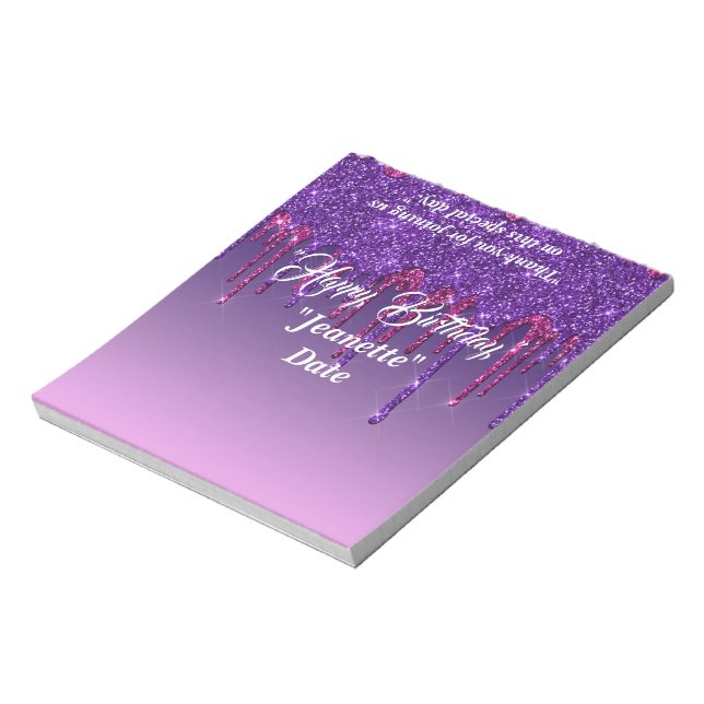 Dripping Glitter Candy Bar Wrapper Party Favours Notepad (Rotated)