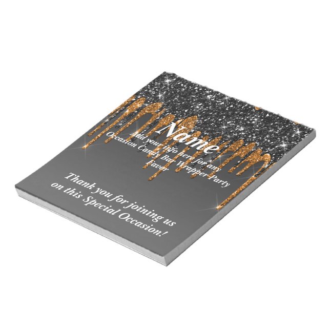 Dripping Glitter Candy Bar Wrapper Party Favours Notepad (Rotated)