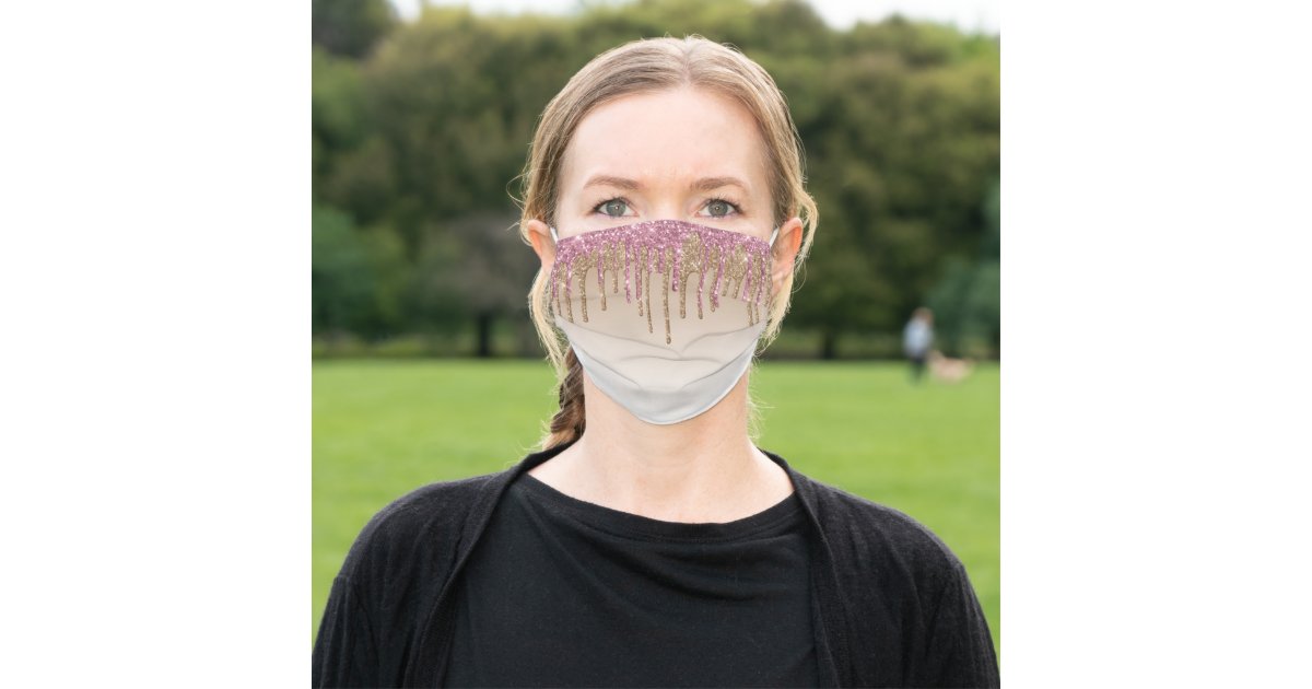 Dripping Glitter Cloth Face Mask | Zazzle.co.uk