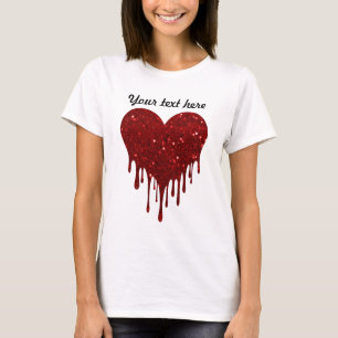 Dripping Glitter Heart Design T-Shirt