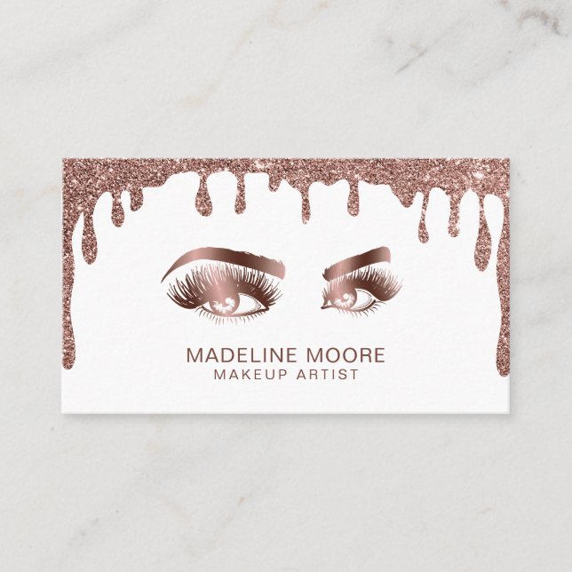 Dripping Glitter Makeup Artist Eyebrow Eyes Lash Business Card (Front)