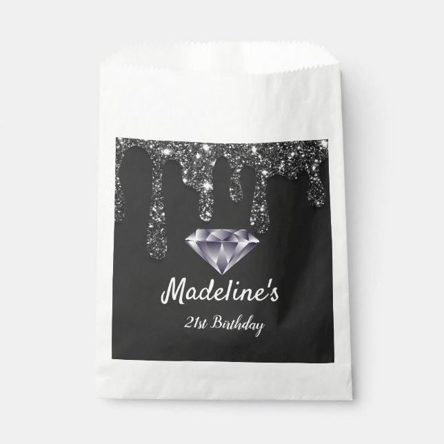 Dripping Glitter | Personalised Diamond  Favour Bags (Front)