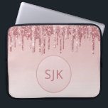 Dripping Glitter Pink Rose Gold Monogram Laptop Sleeve<br><div class="desc">Blush Pink - Rose Gold Faux Dripping Glitter and Sparkle Elegant Monogram Laptop Computer Case. This monogrammed case can be customised to include your initial and first name.</div>