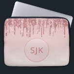 Dripping Glitter Pink Rose Gold Monogram Laptop Sleeve<br><div class="desc">Blush Pink - Rose Gold Faux Dripping Glitter and Sparkle Elegant Monogram Laptop Computer Case. This monogrammed case can be customised to include your initial and first name.</div>