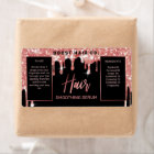 Dripping Glitter Rose Gold Black Hair Serum Labels