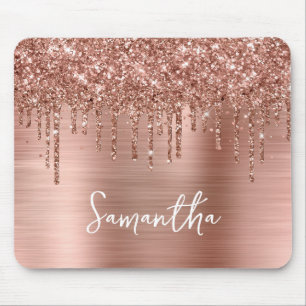 Dripping Glitter Rose Gold Glam Mouse Mat