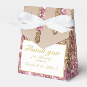 Dripping Glitter Rose Pink Gold Girls THANK YOU Favour Box